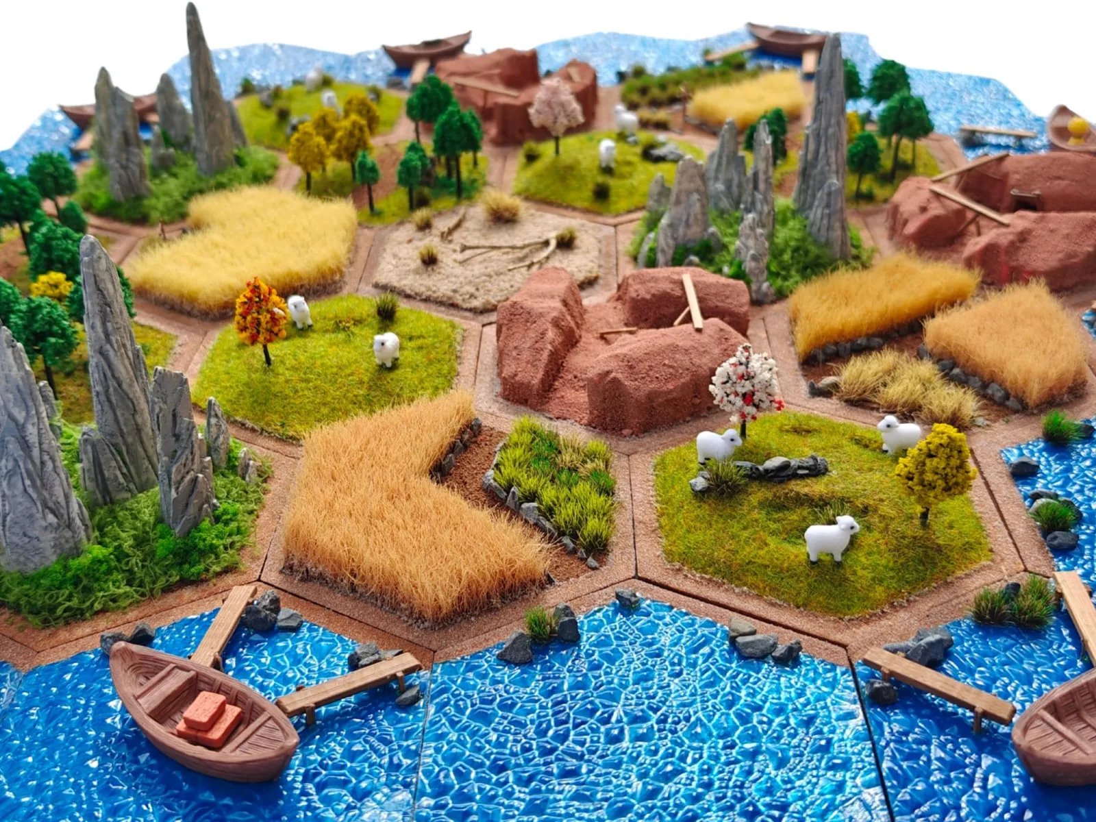 CATAN kompatibles 3D Spielbrett – ultra realistische, handgemachte Modellbau-Landschaft