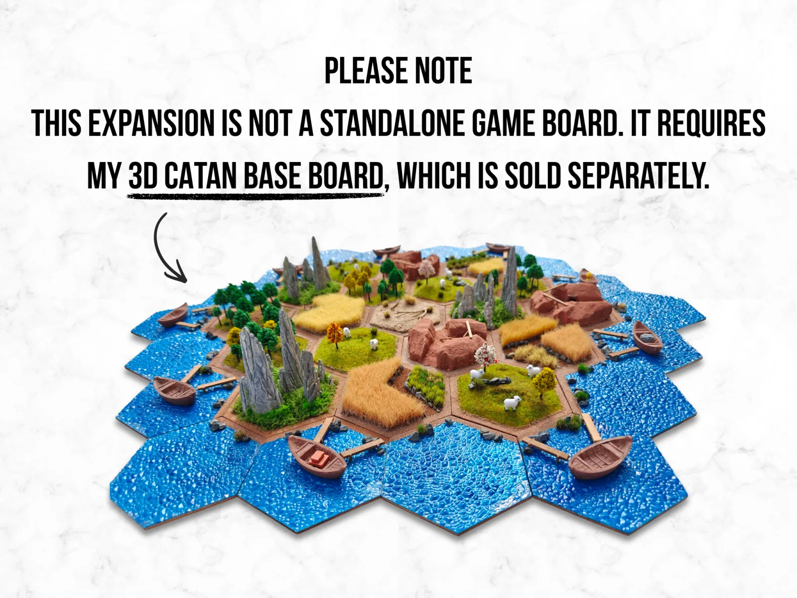 CATAN kompatible 3D Seefahrer-Erweiterung – ultra realistische, handgemachte Modellbau-Landschaft – Bild 20