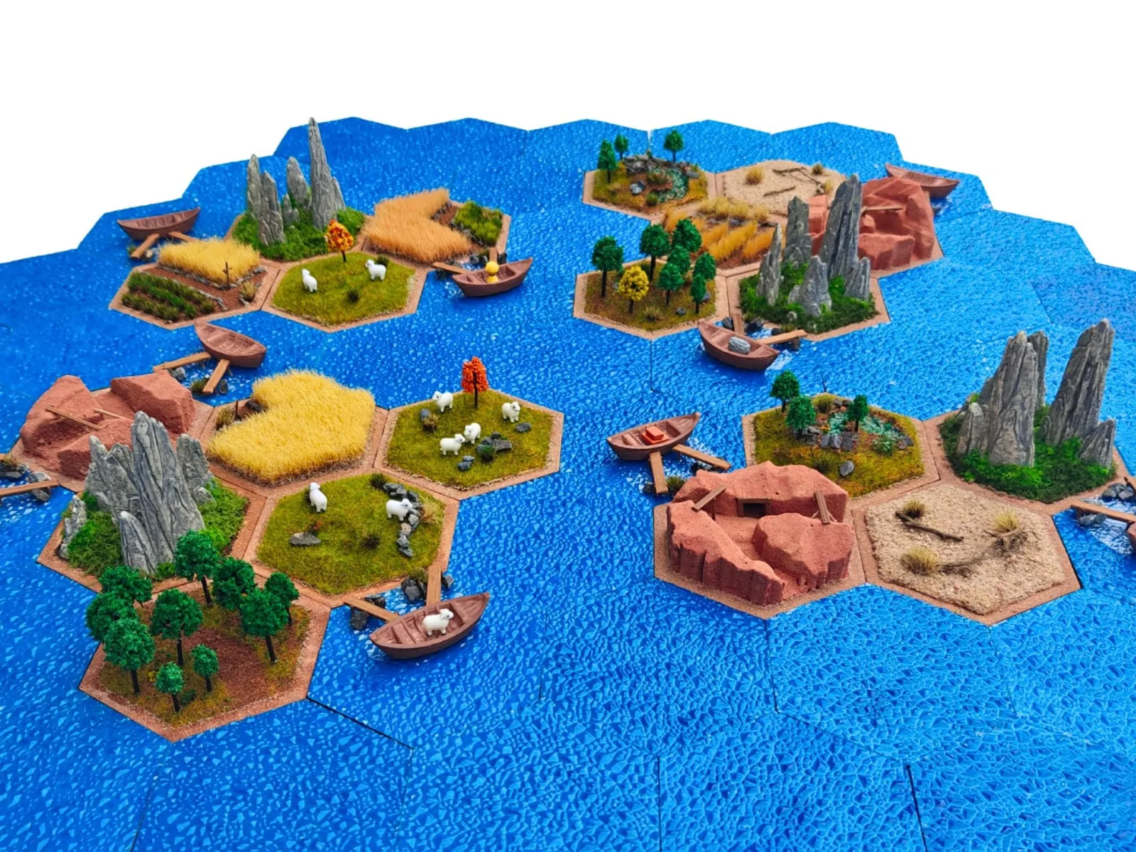 CATAN kompatible 3D Seefahrer-Erweiterung – ultra realistische, handgemachte Modellbau-Landschaft