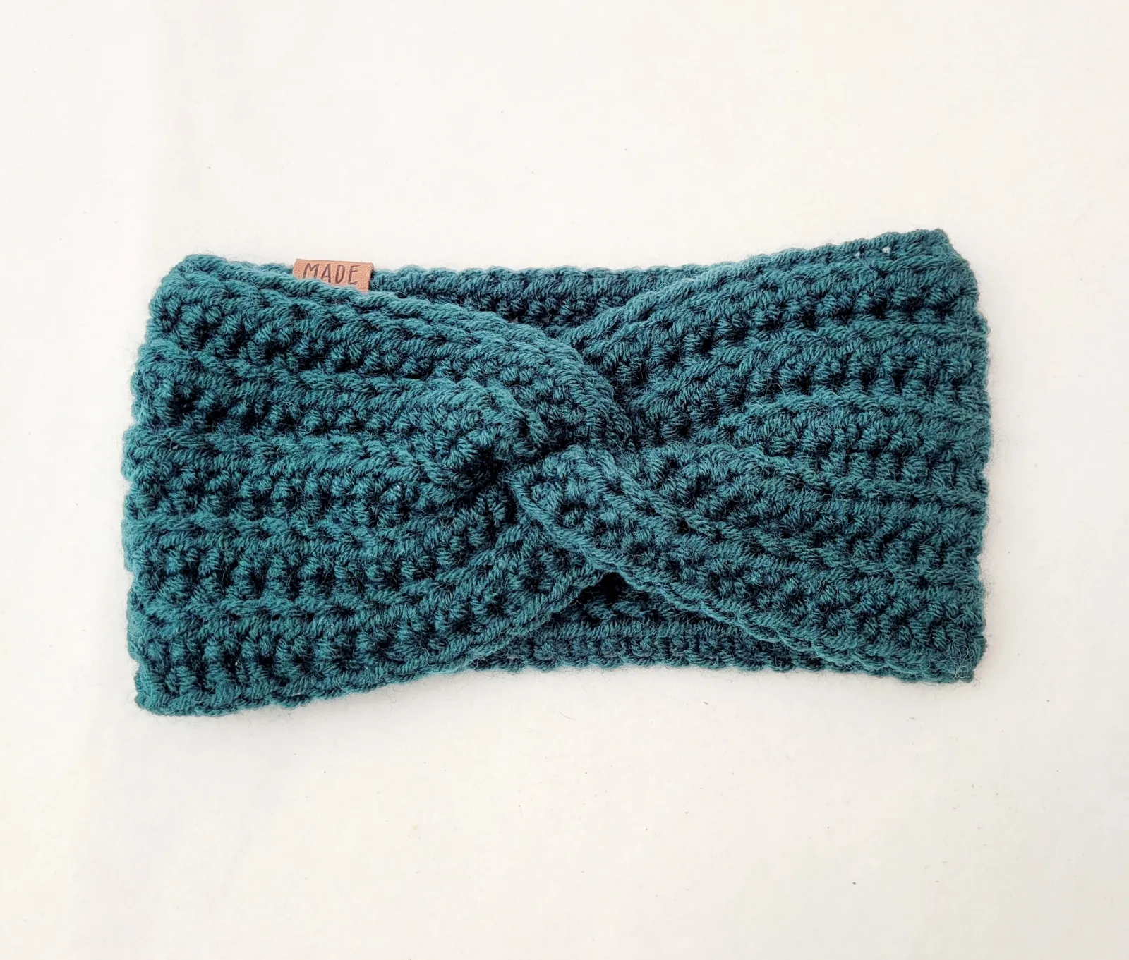 3-teiliges Winter Set für Damen aus Mischwolle Petrolgrün Stirnband Halswärmer Handstulpen Handgehäkelt Übergangszeiten – Bild 2