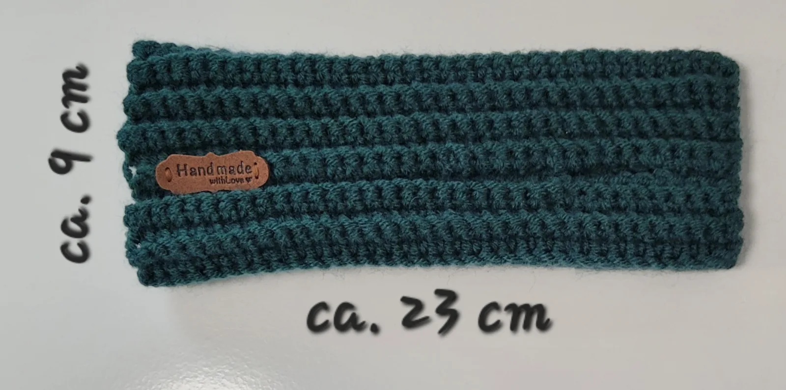 Handgehäkelte Handstulpen mit Daumenöffnung für Damen und größere Mädchen Petrolgrün Winter Mischwolle – Bild 4