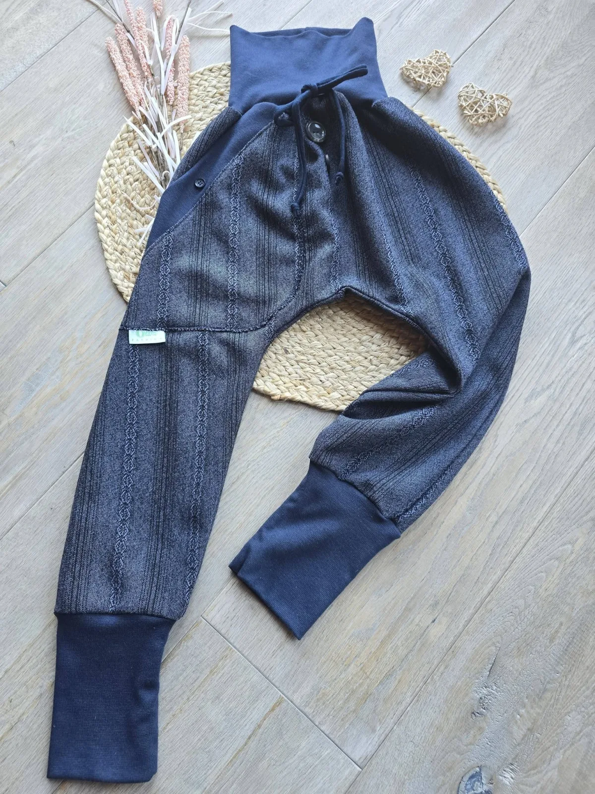 Pumphose Jacquard Gr.116/122 Blau Unikat,Organic Baumwolle