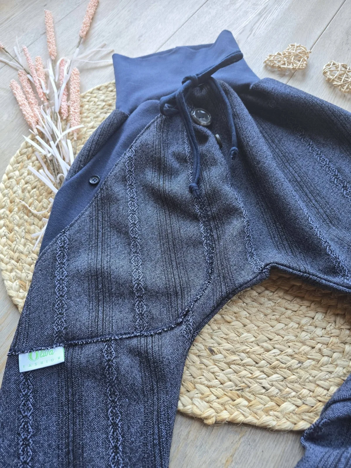 Pumphose Jacquard Gr.116/122 Blau Unikat,Organic Baumwolle – Bild 2