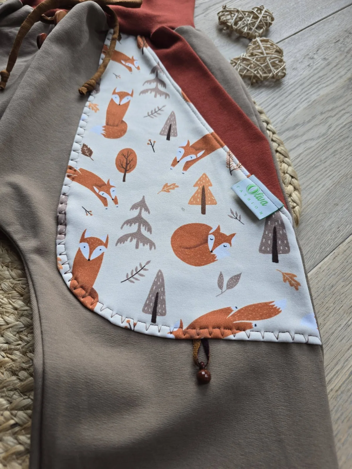 Organic Sweat Pumphose 122/128 Braun mit Fuchs – Mitwachshose – Bild 3