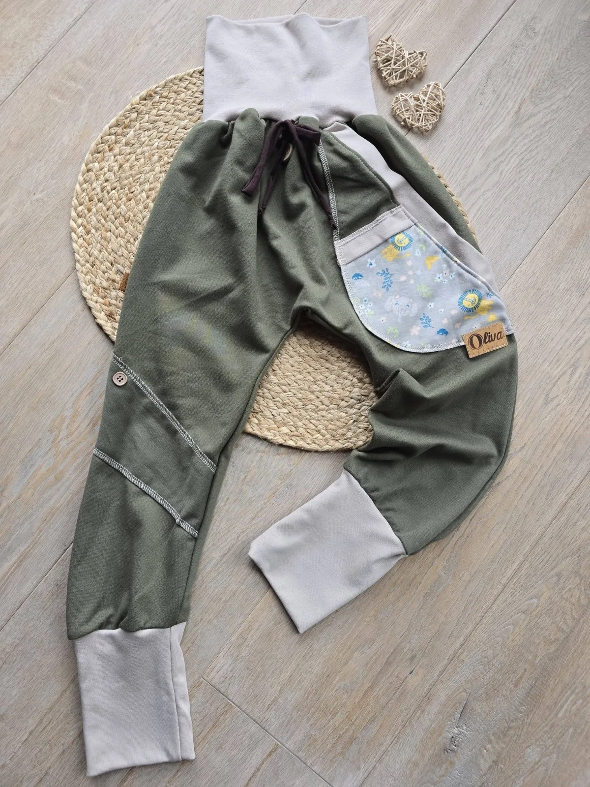 Pumphose Organic Sweat Unisex Gr.122/128 – Khaki, Mitwachshose