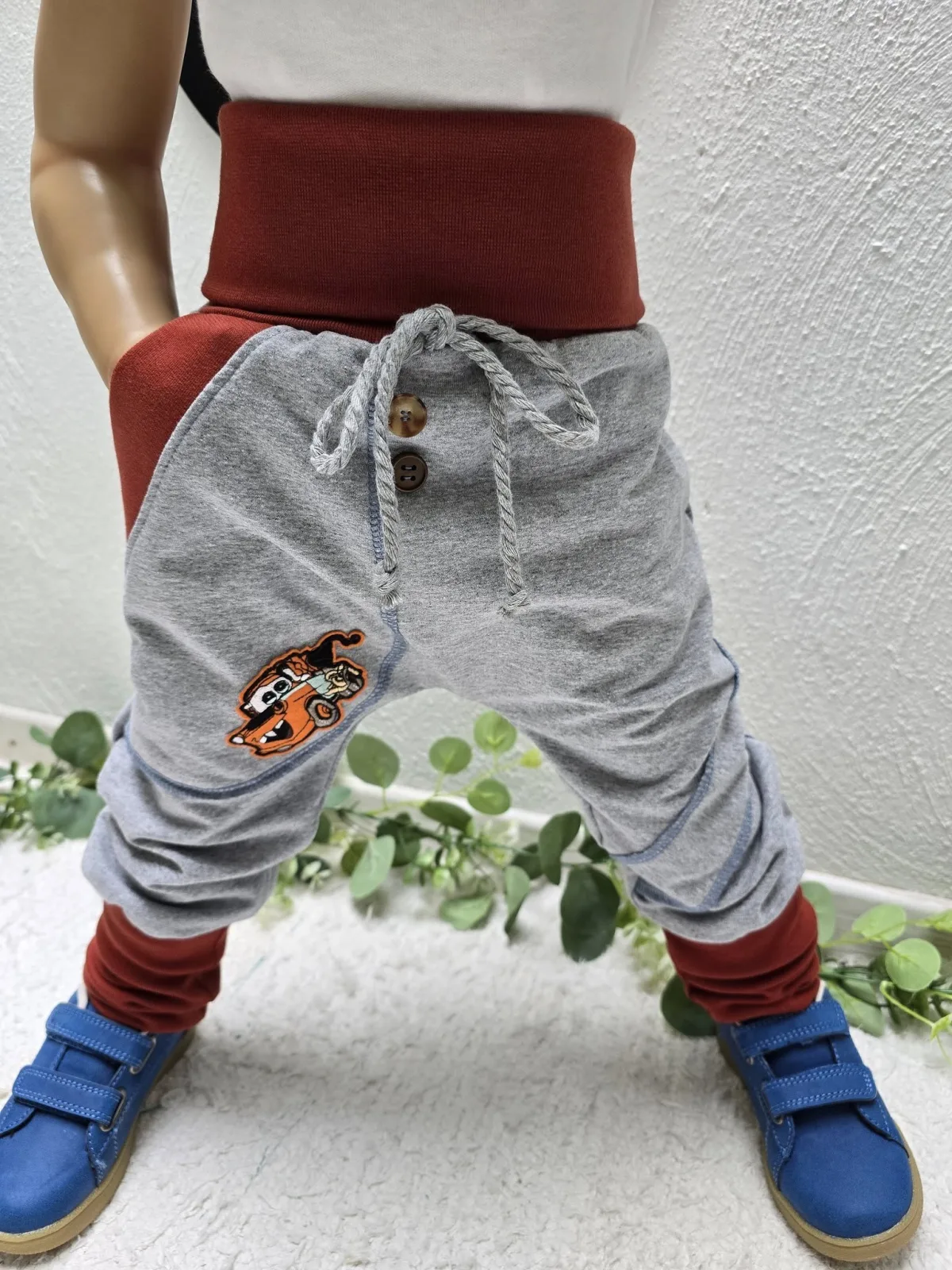 Organic Pumphose Jungen Sweat 98/104 – Pannenwagen Grau