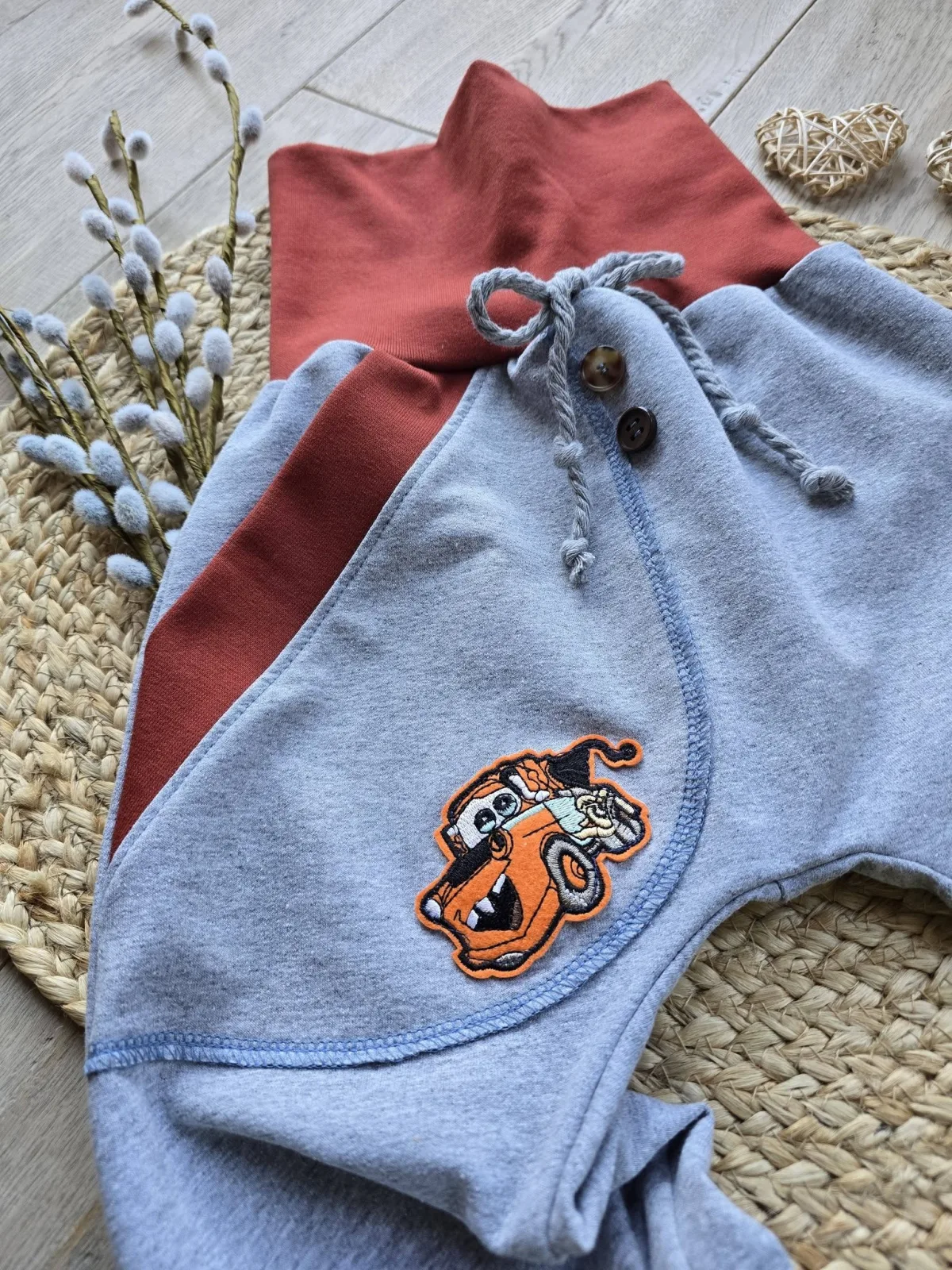 Organic Pumphose Jungen Sweat 98/104 – Pannenwagen Grau – Bild 3