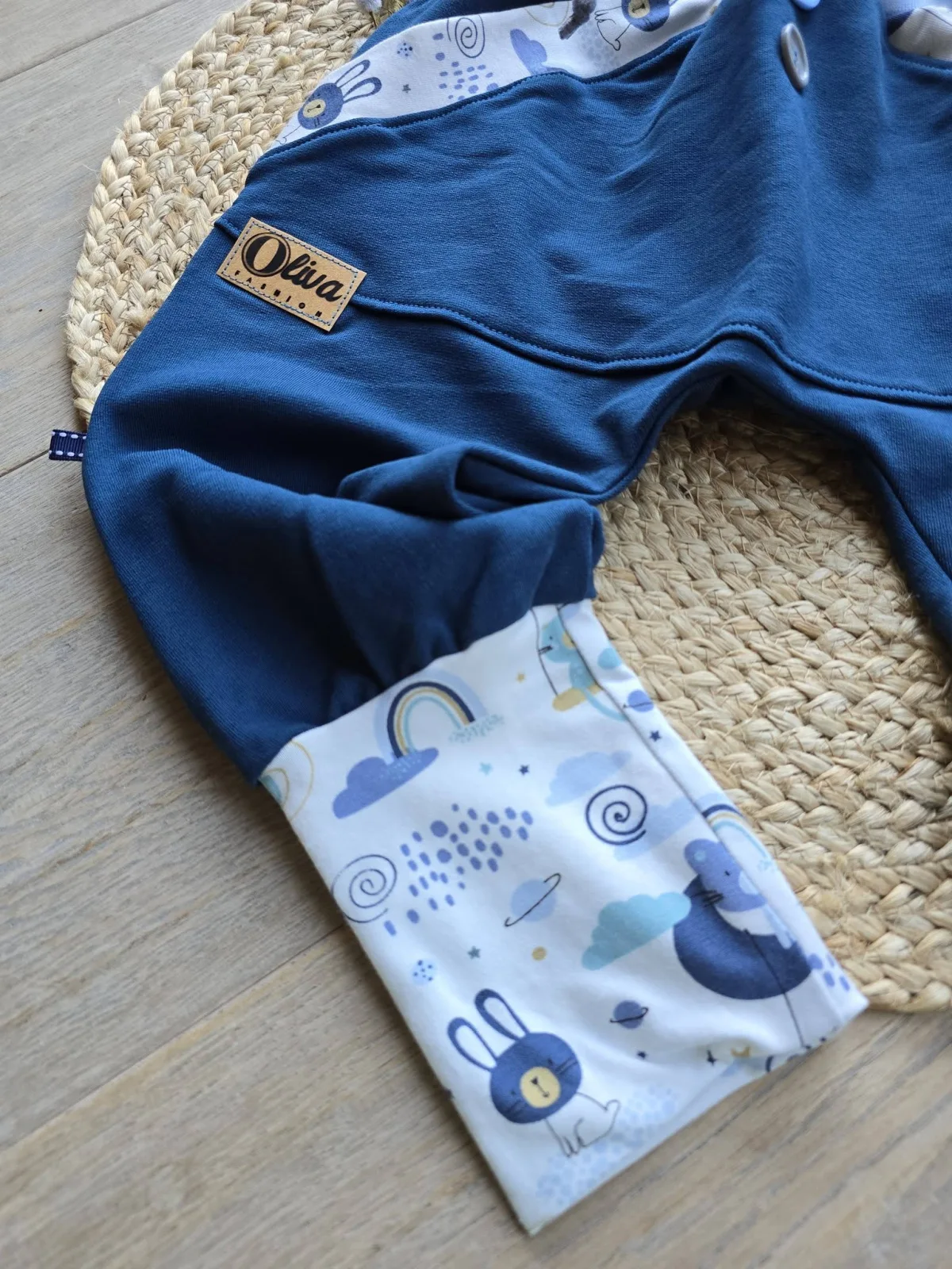 Organic Kinder Pumphose Sweat 98/104 Blau – Kängurutasche Tiere – Bild 4