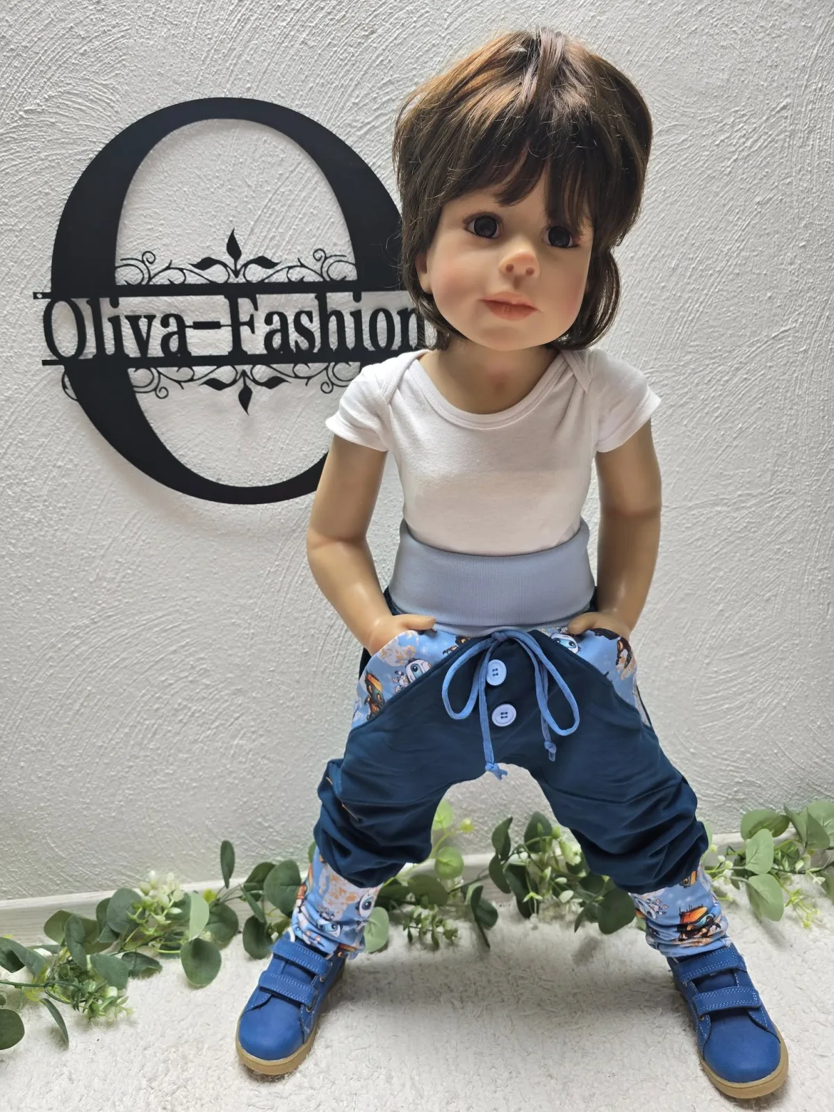 Organic Pumphose Sweat Gr.98/104 Blau – Kängurutasche & Roboter – Bild 6