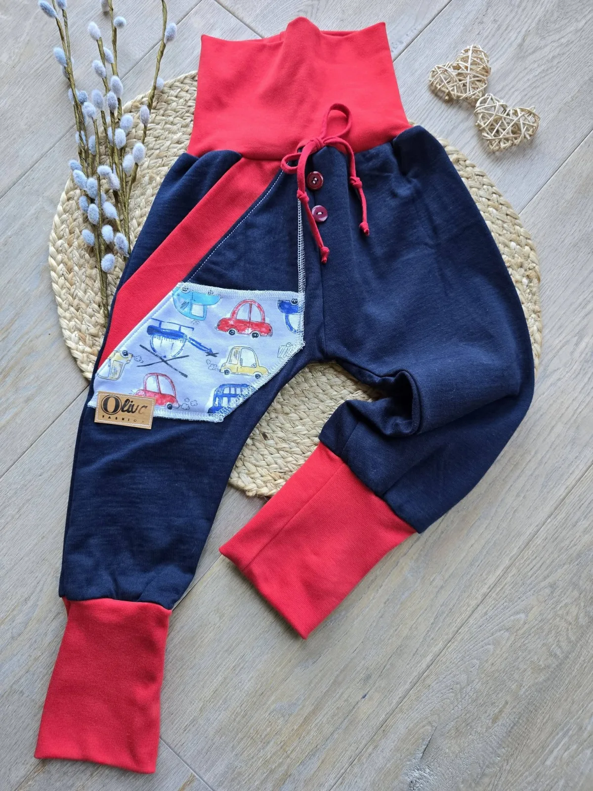 Sweat Organic Pumphose Gr.98/104 Dunkelblau mit Auto Blau – Bild 2