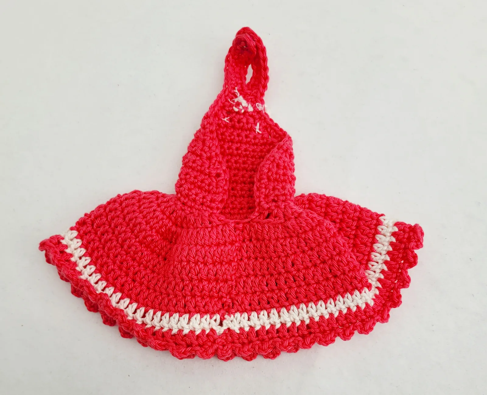 3-teiliges pink weiß gehäkeltes Puppen-Outfit Set Kleid Hut u. Handtasche für 29 cm Modepuppen Fashion Doll Kleidungsset – Bild 6
