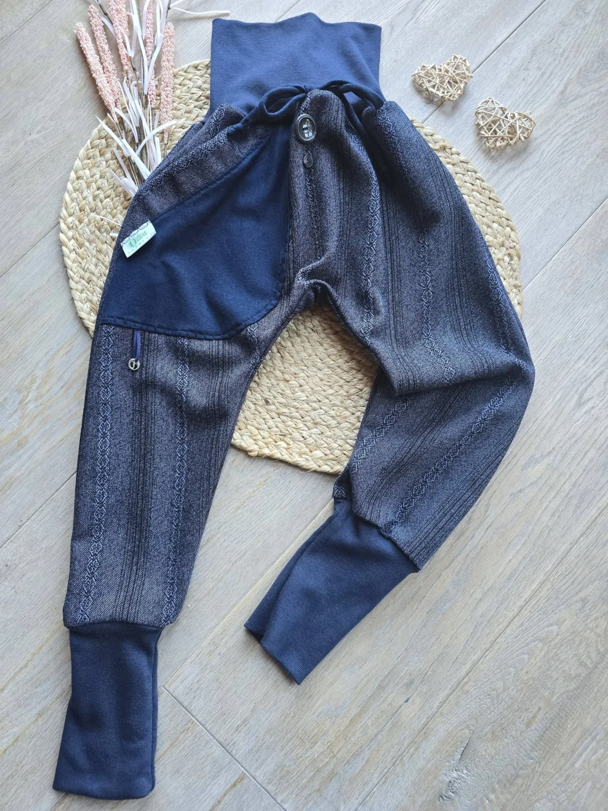 Pumphose Jacquard Gr.116/122 Blau Unikat,Bio Baumwolle Pants