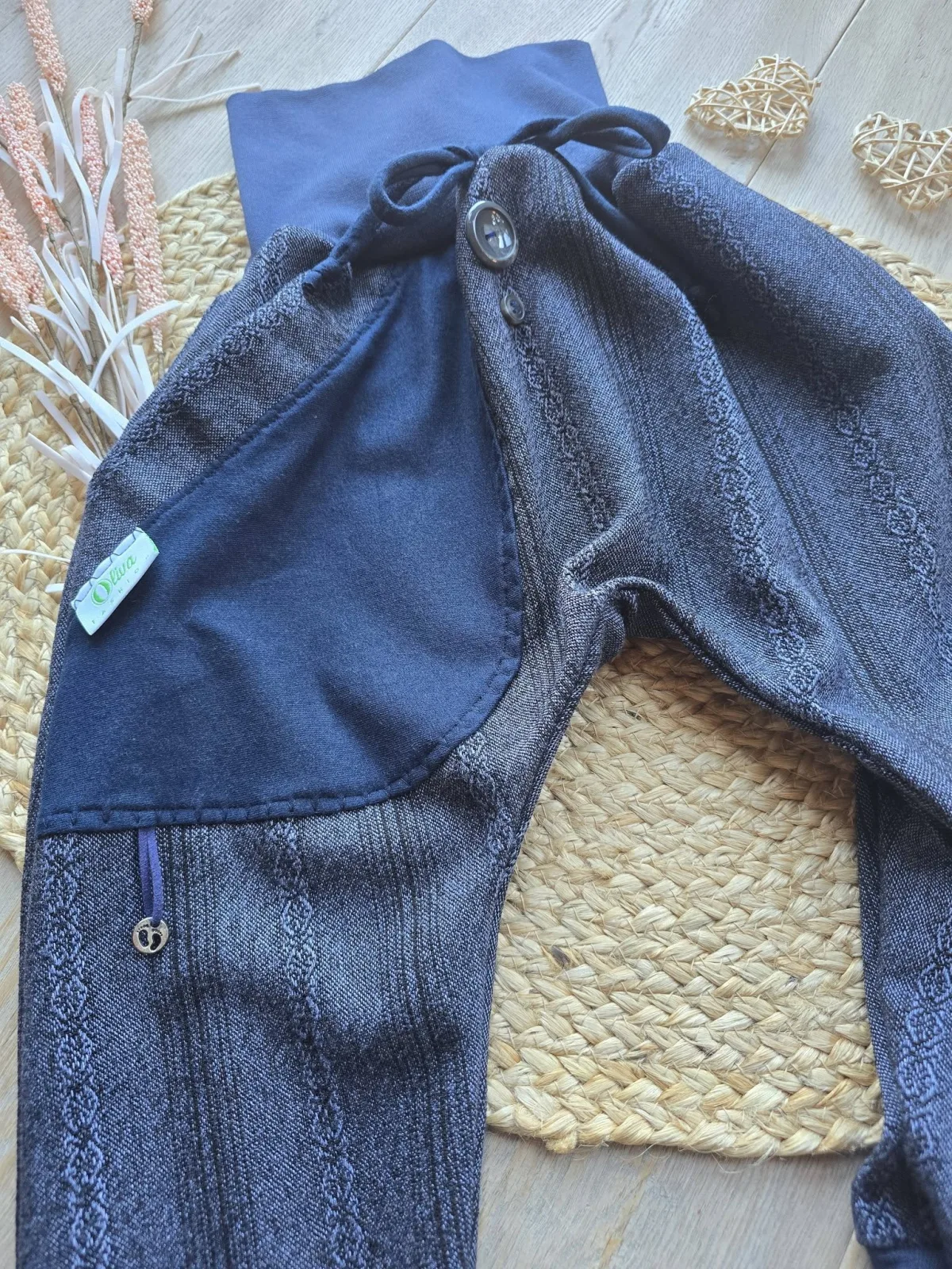 Pumphose Jacquard Gr.116/122 Blau Unikat,Bio Baumwolle Pants – Bild 2
