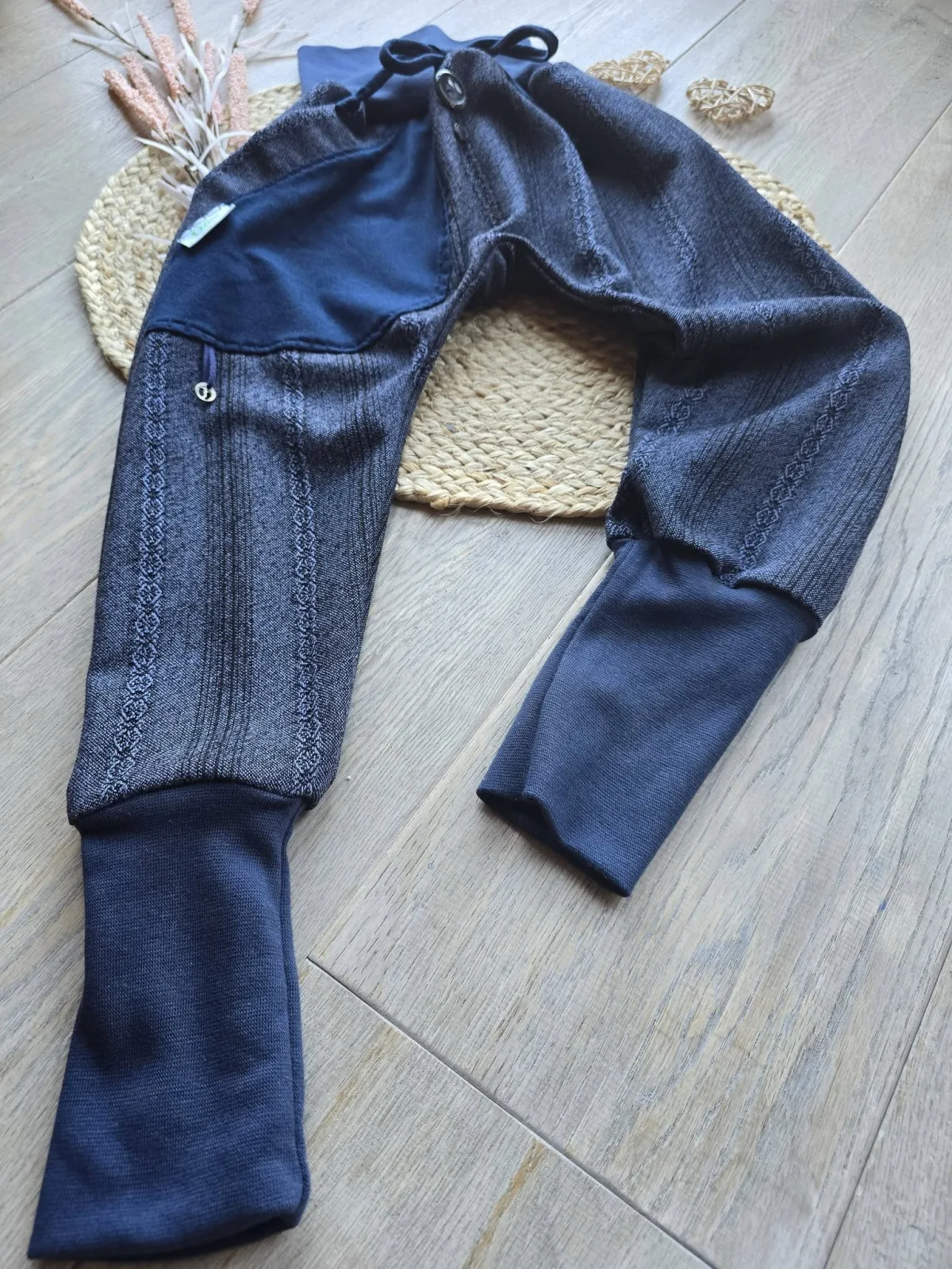 Pumphose Jacquard Gr.116/122 Blau Unikat,Bio Baumwolle Pants – Bild 3