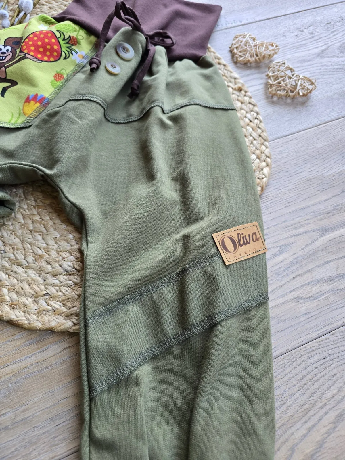 Organic Pumphose Sweat Gr.98/104 Khaki – Unikat mit Tiere – Bild 5