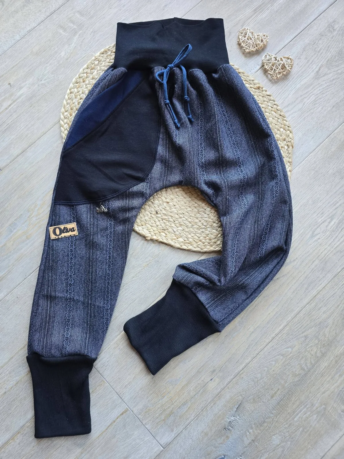 Pumphose Jacquard Gr.122/128 Unisex Unikat, Organic Baumwolle
