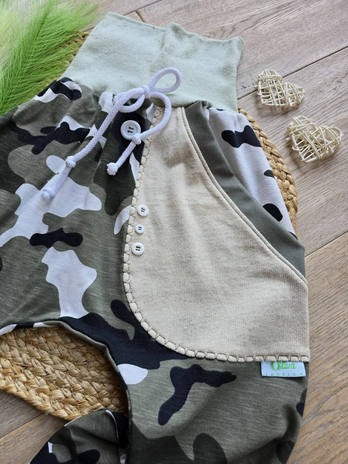 Leichte Pumphose Camouflage Gr. 122/128 Organic Unisex Khaki – Bild 2