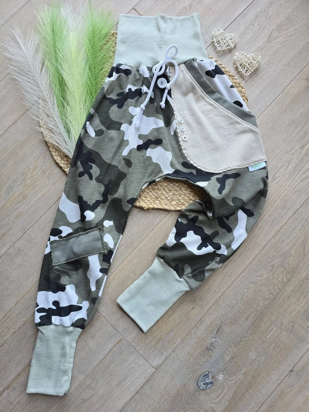 Leichte Pumphose Camouflage Gr. 122/128 Organic Unisex Khaki