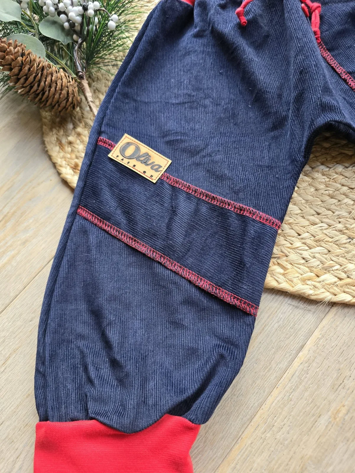 Cord Pumphose Blau Mädchen Gr.98/104 Unikat Tasche, Schleife – Bild 5