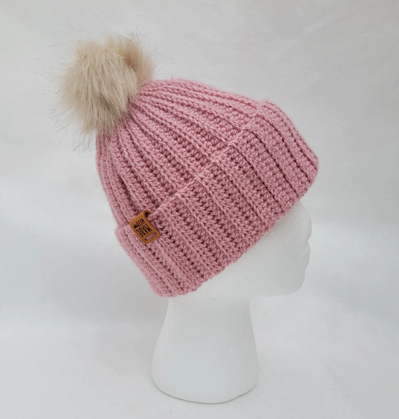 4-teiliges Winter-Set für Damen und größere Mädchen aus Acrylwolle Altrosa – Mütze, Stirnband, Halswärmer, Handstulpen – Bild 3