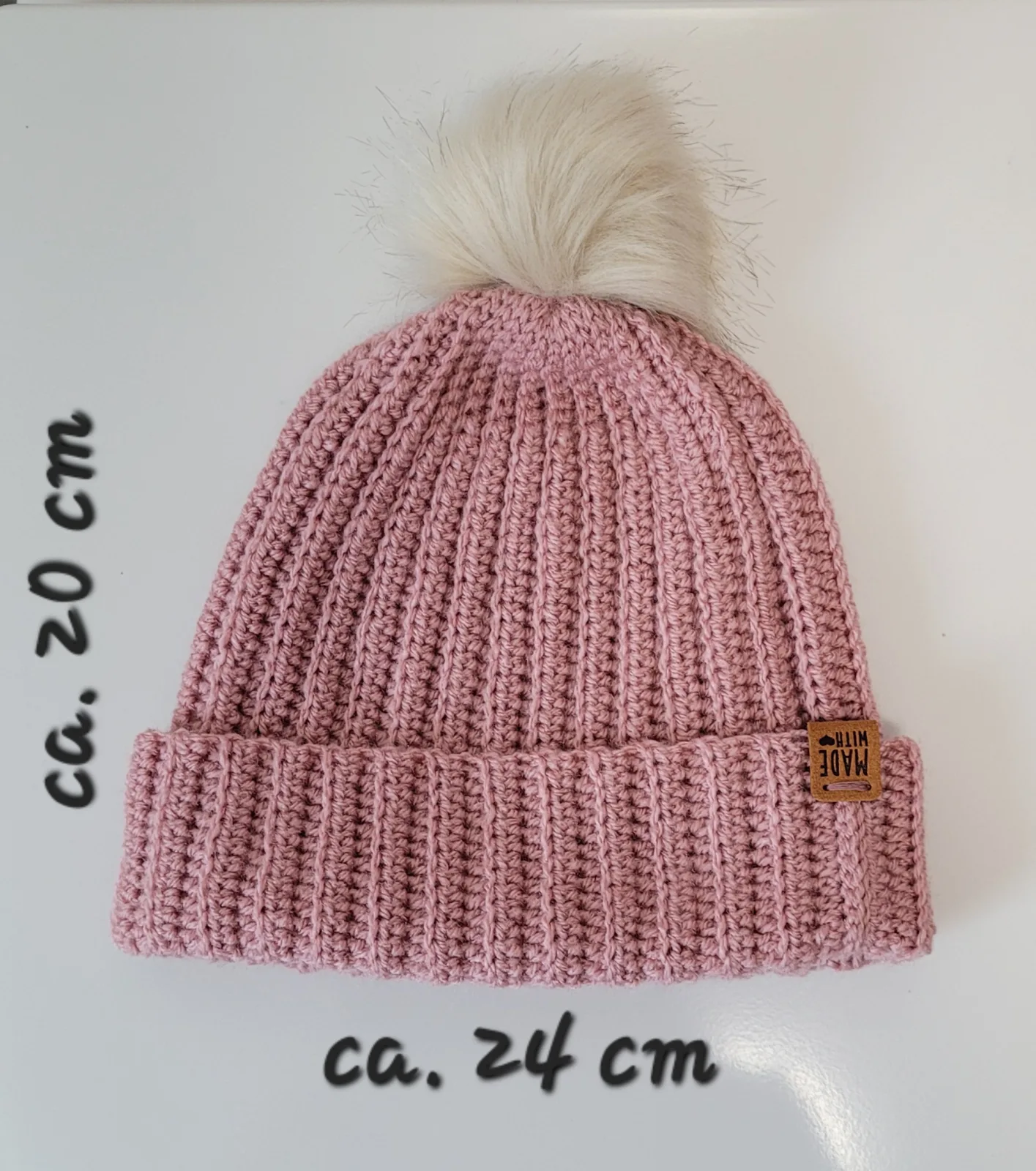 4-teiliges Winter-Set für Damen und größere Mädchen aus Acrylwolle Altrosa – Mütze, Stirnband, Halswärmer, Handstulpen – Bild 5