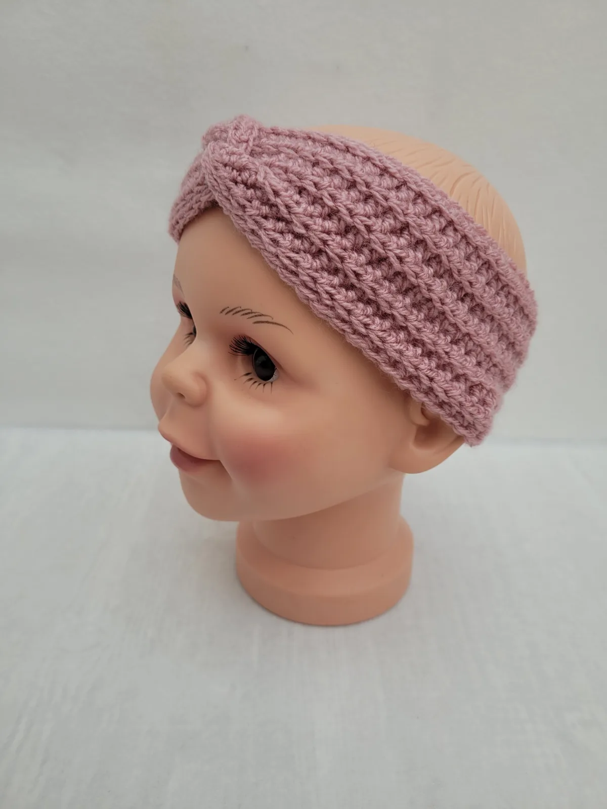 4-teiliges Winter-Set für Damen und größere Mädchen aus Acrylwolle Altrosa – Mütze, Stirnband, Halswärmer, Handstulpen – Bild 12