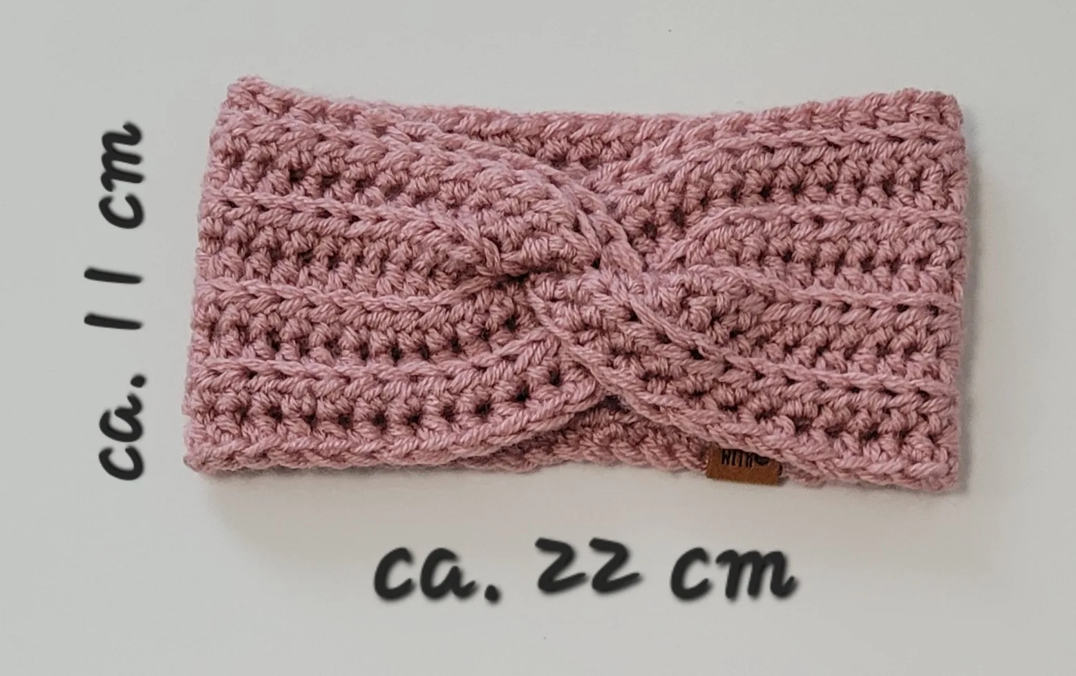 Handgehäkeltes Stirnband für Damen und Mädchen Altrosa Winter Haarband Acrylwolle KU 49–55 cm – Bild 4