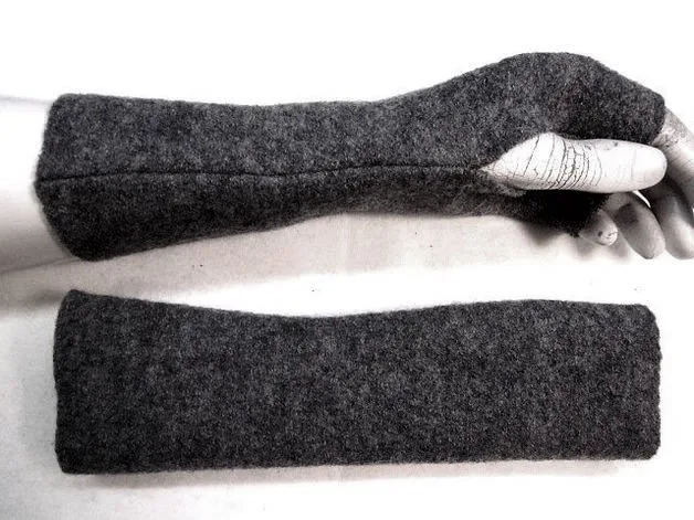 Wollwalk Handschuhe langlebig Armstulpen schwarz weiche, warm nachhaltig, tiroler Kochwolle, hochwertige Schurwolle, das beliebte Geschenk – Bild 11