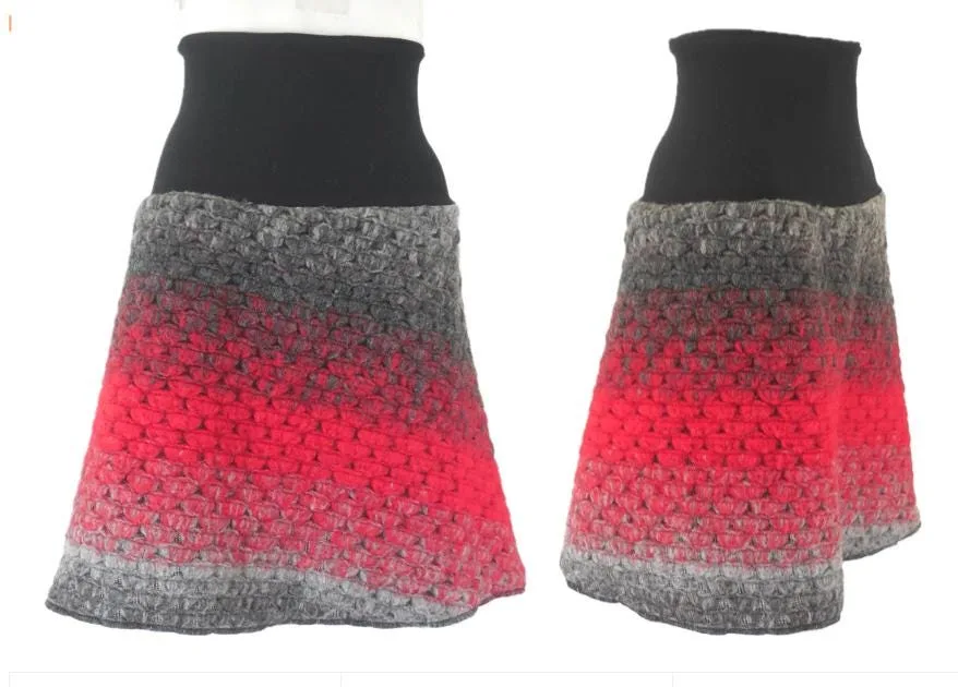 warmer Hüftrock Form A, schicker Wollwalk, weiche Strickwolle, Schurwolle glücklich passfreudig Blick u. winddicht, Geschenk