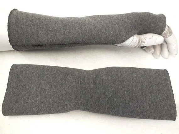 flauschig weiche schlaf Handschuhe reine Baumwolle, dunkelgrau zum Joggen und Relaxen, wellness, leicht tailliert, dehnbar – Bild 2