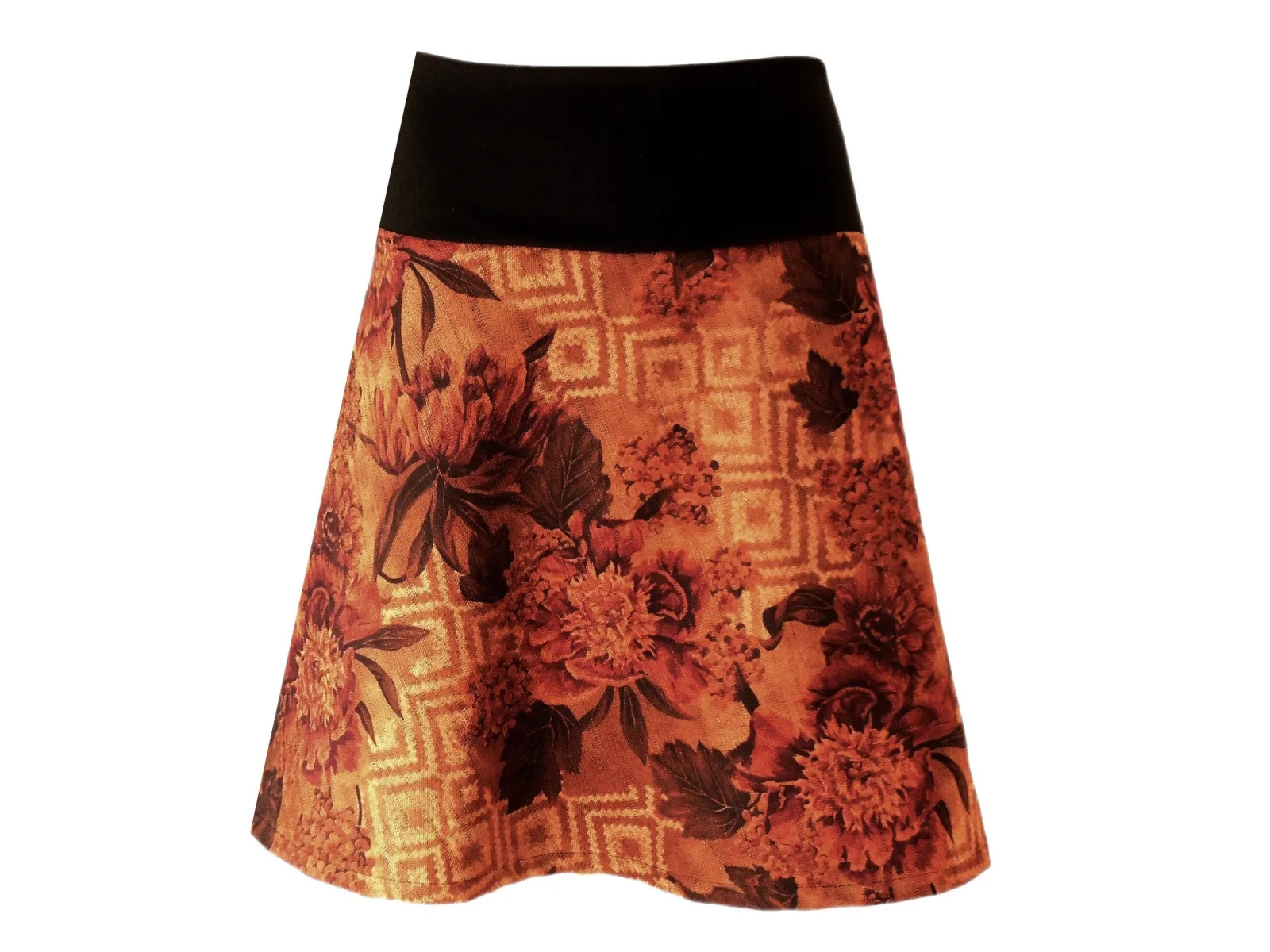 weicher, warmer Hüftrock A Form, schicker Baumwolle in Jersey, Blumen Muster, glücklich passfreudig warm winddicht Wunschgröße, Geschenk