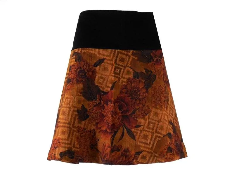 weicher, warmer Hüftrock A Form, schicker Baumwolle in Jersey, Blumen Muster, glücklich passfreudig warm winddicht Wunschgröße, Geschenk – Bild 2