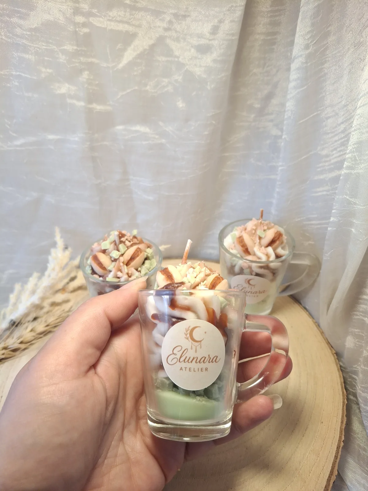 Pistazie Kardamom Mini Dessertkerze – Bild 3
