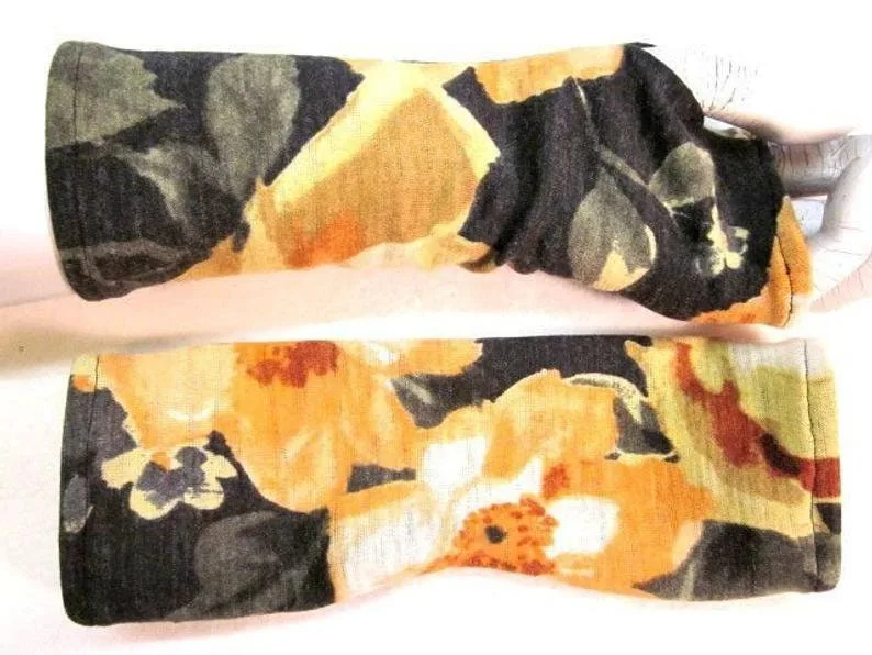 weiche Handschuhe Streifen, Blumen, Armstulpen, behaglich, doppelschichtig, zärtlich, glücklich, schön weich, warm und angenehm zu tragen – Bild 3