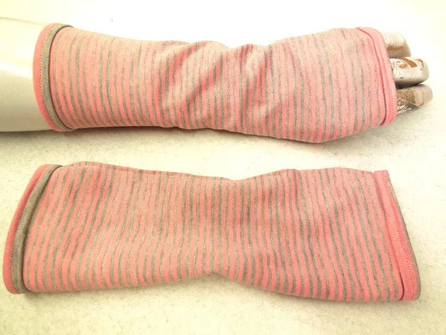 warme Handschuhe, flauschig weiche Baumwolle, beide Seiten gestreift, langlebige Qualität Armstulpen, Pulswärmer, beliebtes Geschenk – Bild 4