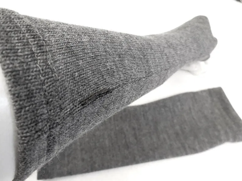 weiche warme Handschuhe Strickwolle Grau Jersey Armstulpen, deal zu kurzärmligen Kleidern, oder über einen Pulli Das beliebte Geschenk – Bild 2
