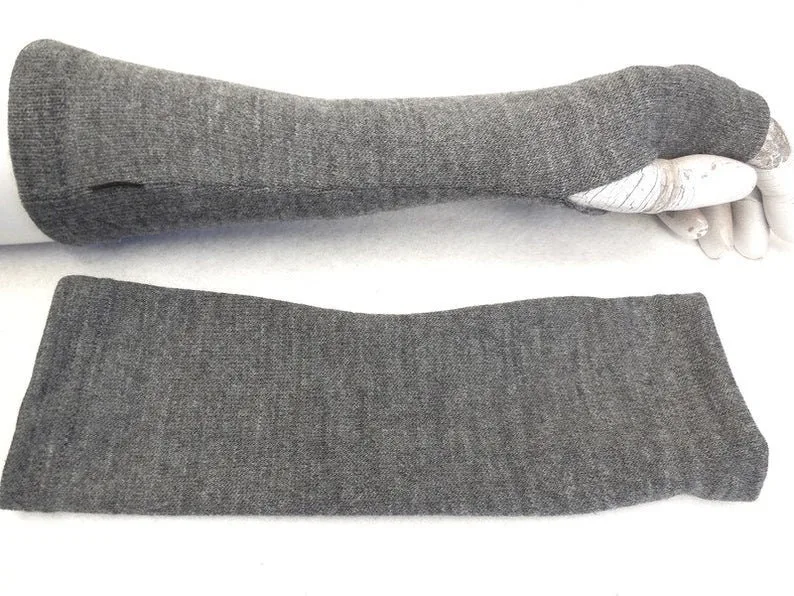 weiche warme Handschuhe Strickwolle Grau Jersey Armstulpen, deal zu kurzärmligen Kleidern, oder über einen Pulli Das beliebte Geschenk – Bild 3