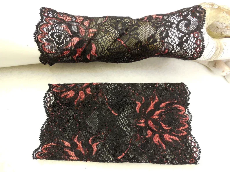 Hand Zierde Spitze dehnbar Pulswärmer leichte, feine Stulpen, ideal zu Kleidern oder über einen dünnen Pulli reizend Geschenk grün