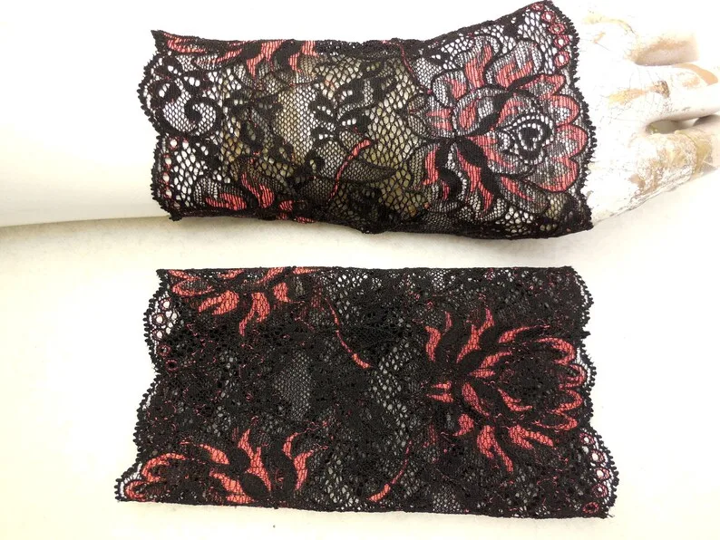 Hand Zierde Spitze dehnbar Pulswärmer leichte, feine Stulpen, ideal zu Kleidern oder über einen dünnen Pulli reizend Geschenk grün – Bild 3