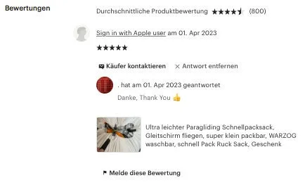 Ultra leichter Paragliding Schnellpacksack, Gleitschirm fliegen, super klein packbar, WARZOG waschbar, schnell Pack Ruck Sack, Geschenk – Bild 7