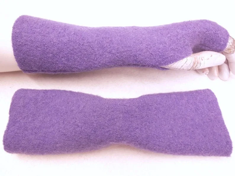 Flieder Violett hochwertige Kochwolle Tiroler Wollwalk Handschuhe, schön warm und angenehm zu tragen Ideal zu Kleidern oder über einen Pulli – Bild 3