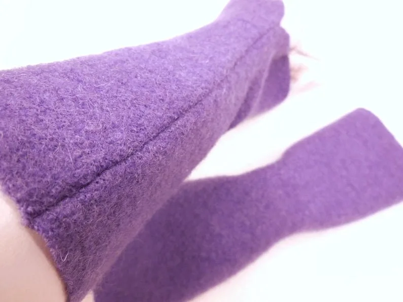 Flieder Violett hochwertige Kochwolle Tiroler Wollwalk Handschuhe, schön warm und angenehm zu tragen Ideal zu Kleidern oder über einen Pulli – Bild 4