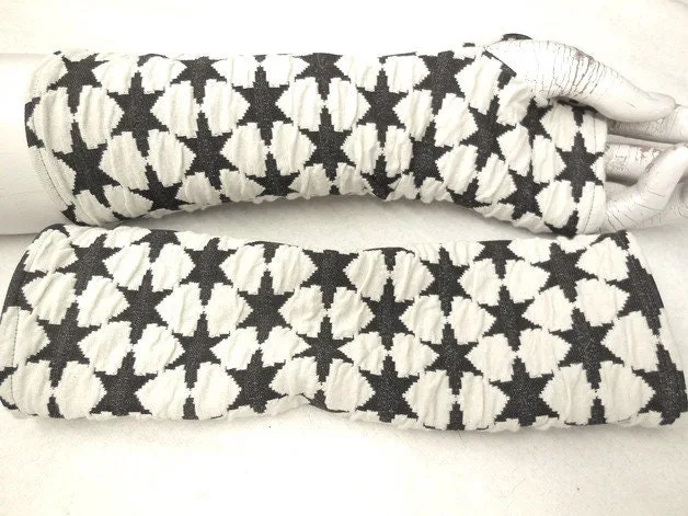 Jacquard Handschuhe Sterne Armstulpen, behaglich, geborgen, zärtlich, glücklich, schön weich, warm und angenehm zu tragen, das Geschenk