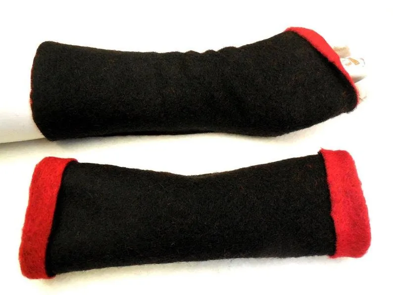 Dicker weicher warmer Wollwalk Handschuh 2-seitig Kochwolle warm stabil langlebig, Loden Armstulpen, unverwüstlich, athmet, wasserabweisend – Bild 2
