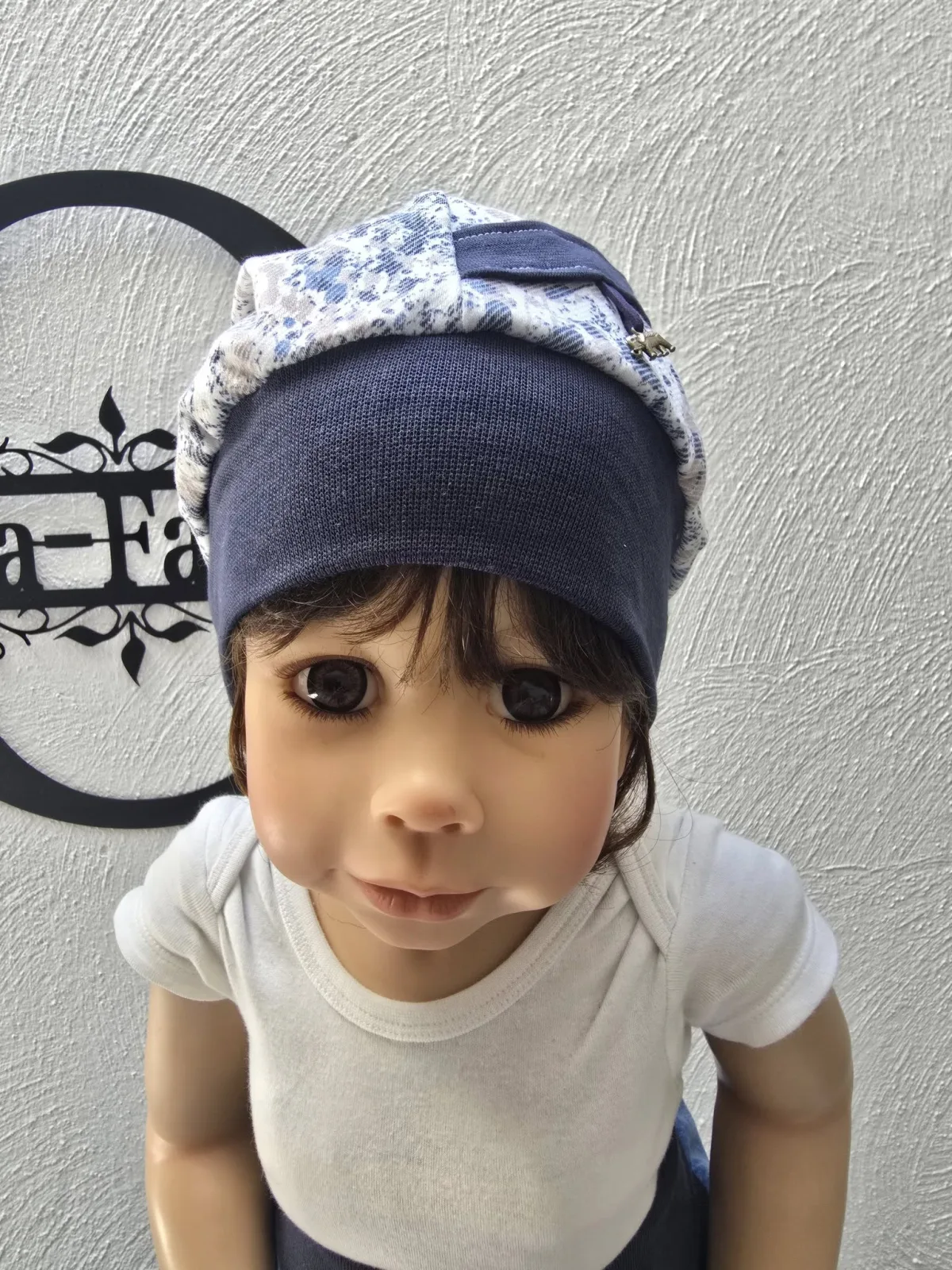 Beanie Mütze Denim für Kinder KU 48-52cm Elefant Jeans – Bild 3