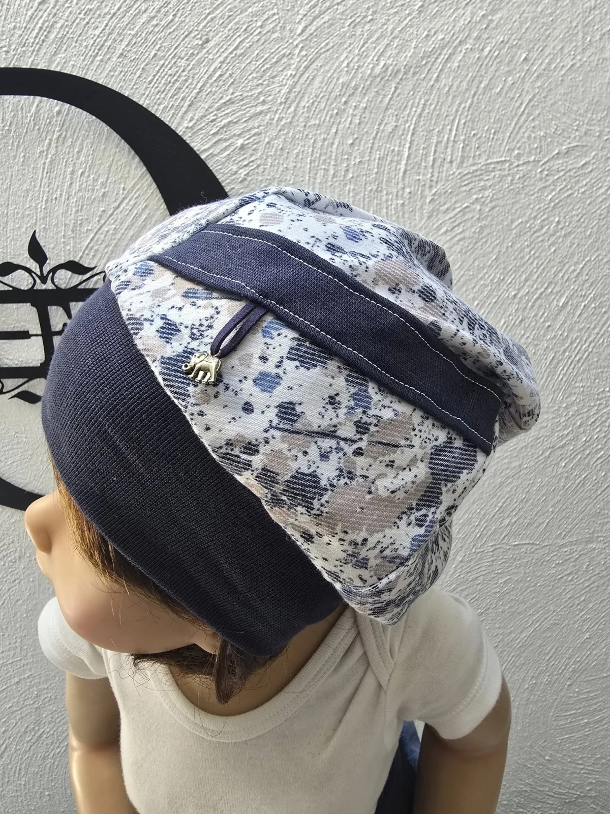 Beanie Mütze Denim für Kinder KU 48-52cm Elefant Jeans