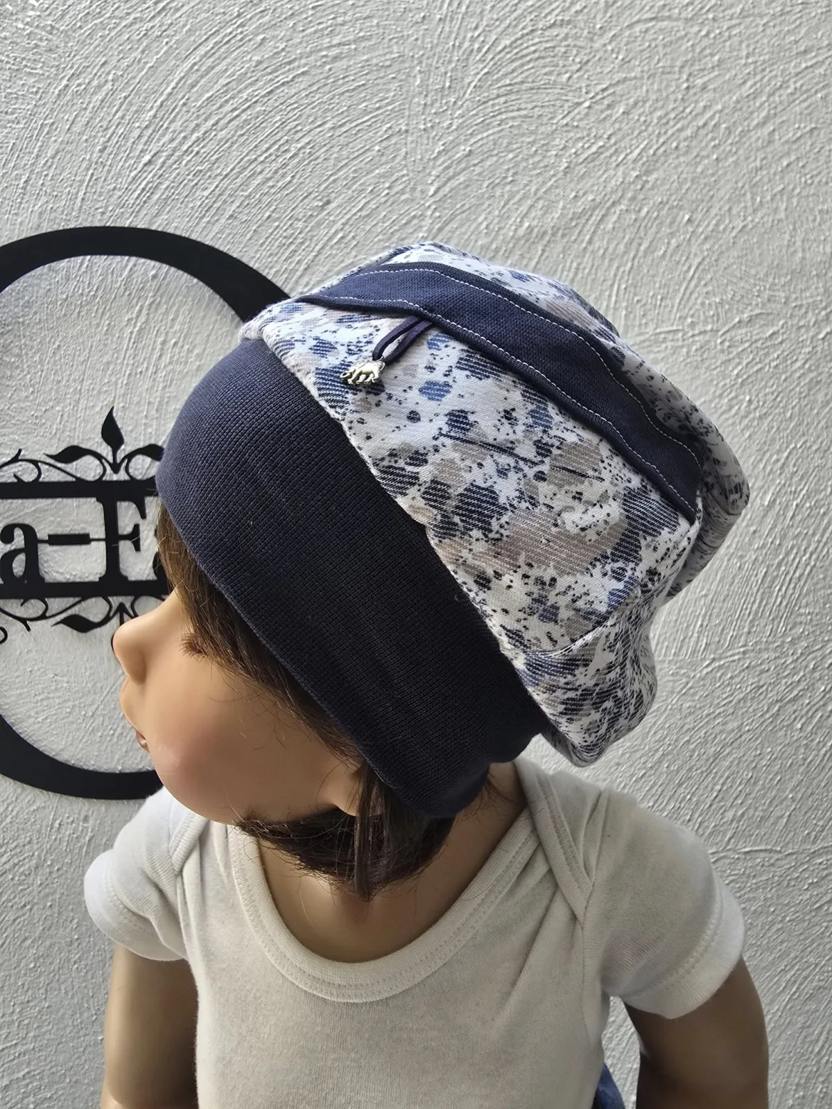 Beanie Mütze Denim für Kinder KU 48-52cm Elefant Jeans – Bild 2