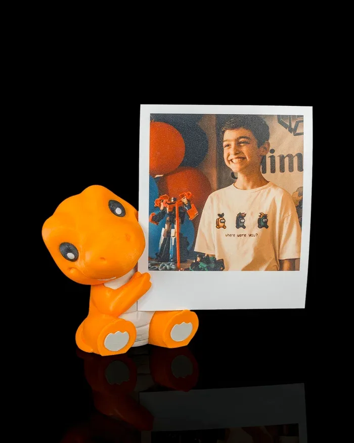 Dino Fotohalter T-Rex – Figur hält dein Foto, 3D-Druck, 7 cm