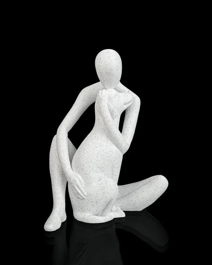 Mensch und Hund Figur – Skulptur für Hundeliebhaber, 3D-Druck