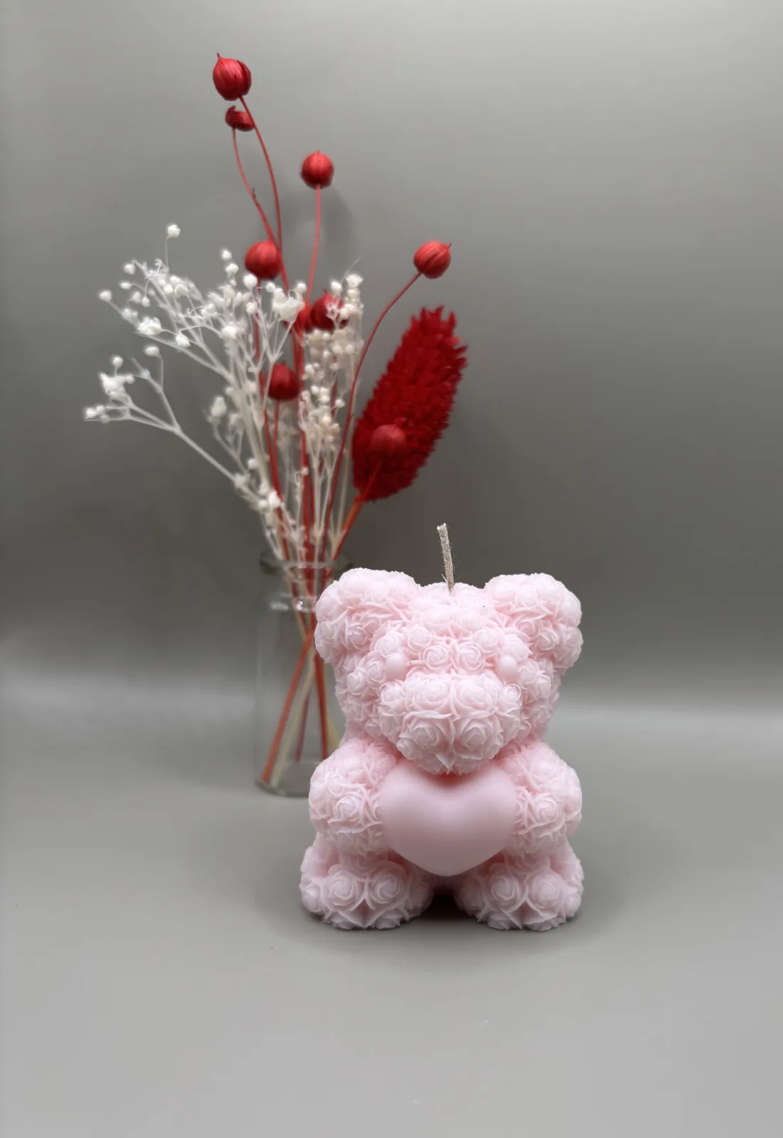 Rosen-Teddybär-Kerze